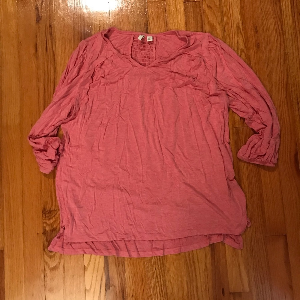 Cato lightweight long sleeve smock back detail tee